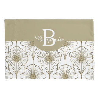 Padrão Floral de Linha Dourada Pillowcase