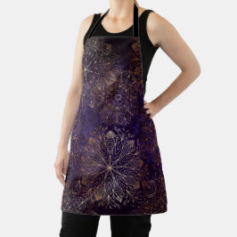 Padrão Floral de Mandala Elegante Dourado e Roxo