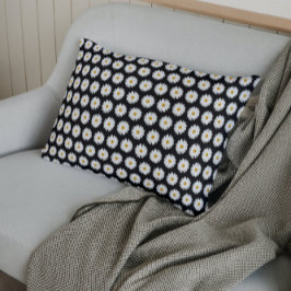 Padrão Floral de Margarida Branca em Preto