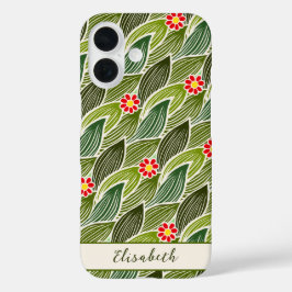 Padrão Floral de Margarida Verde Vermelha-Cute Gro
