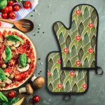 Padrão Floral de Margarida Verde Vermelha-Cute Gro