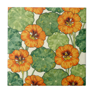Padrão Floral de Nastúrcio em Aquarela