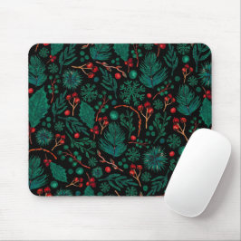 Padrão Floral de Natal de Aquarela | Mousepad