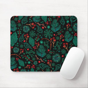Padrão Floral de Natal de Aquarela Mousepad