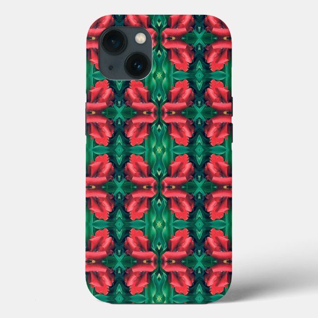 Padrão Floral de Natal Verde Vermelho 4Eva (Verso)