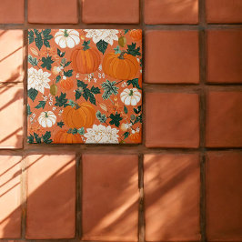 Padrão Floral de Outono de Laranja Boho
