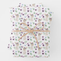 Padrão Floral de Páscoa em Aquarela Coelho Present