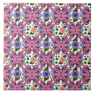 Padrão Floral de Pássaros Folclóricos Caprichosos