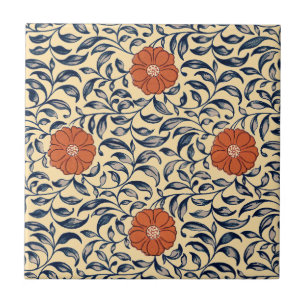 Padrão Floral de Peônia Chinesa Art Nouveau Antigo