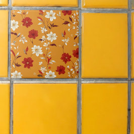Padrão Floral de Pintura de Outono Laranja