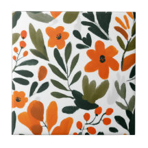 Padrão Floral de Primavera com Flores Laranjas Del