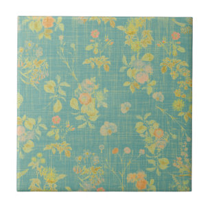 Padrão Floral de Primavera de Teal em Perturbaç