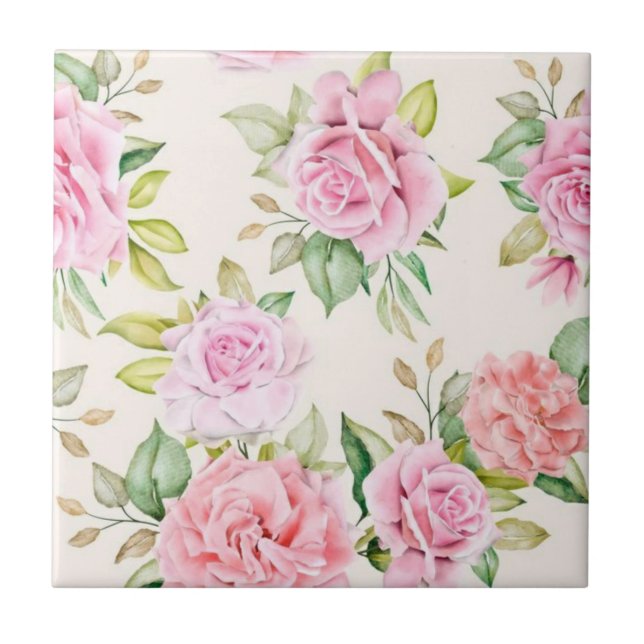 Padrão Floral de Rosa Romântica Elegante (Frente)