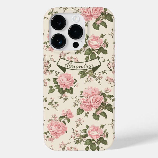 Padrão Floral de Rosas Antigas Românticas (Verso)