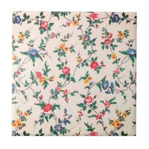 Padrão floral de rosas vermelhas vintage e flores