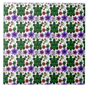 Padrão floral de tartarugas