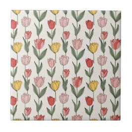 Padrão Floral de Tulipa Moderna Botânica Suave Pri