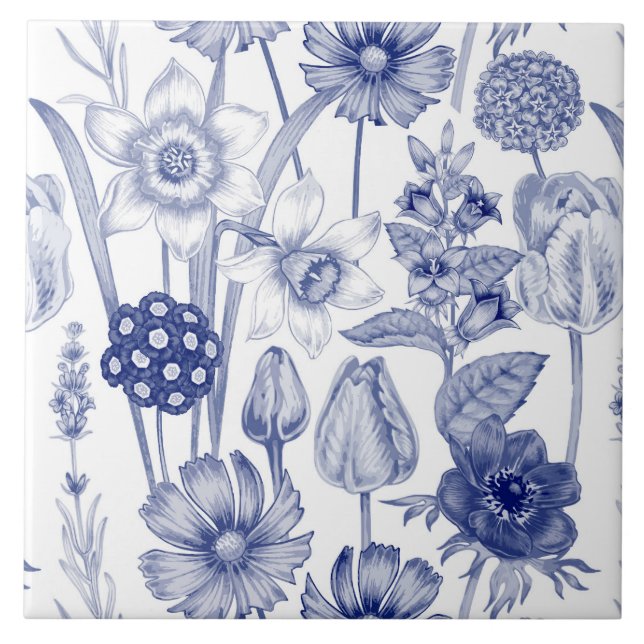 padrão floral de vintage azul (Frente)