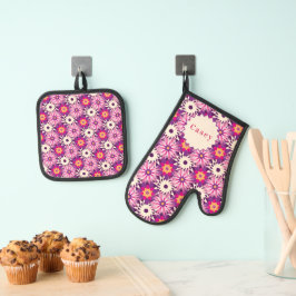 Padrão floral decorativo Rosa Roxo Astra Moderno