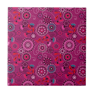 Padrão floral do abstrato étnico retro crimson