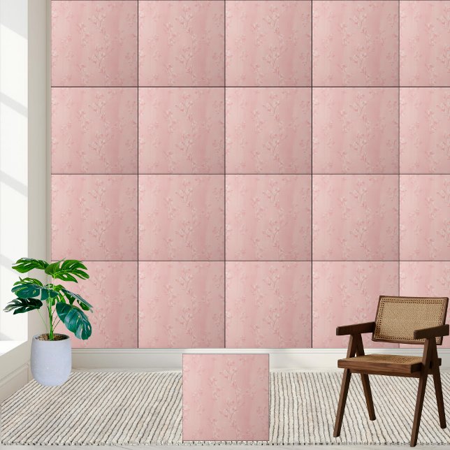 Padrão Floral do Flor de Cereja Rosa (Pink Cherry Blossom Floral Pattern Ceramic Tile)