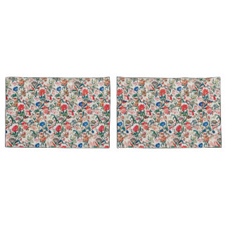 Padrão Floral do século XIX Vermelho Verde Azul