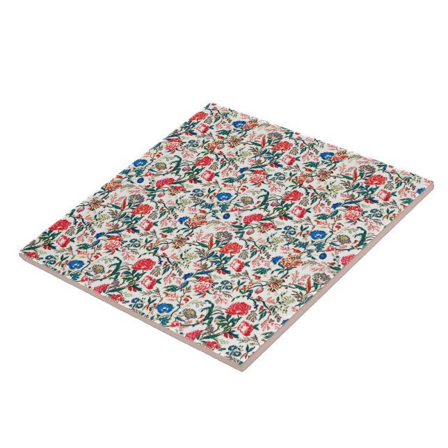 Padrão Floral do século XIX Vermelho Verde Azul (Lateral)