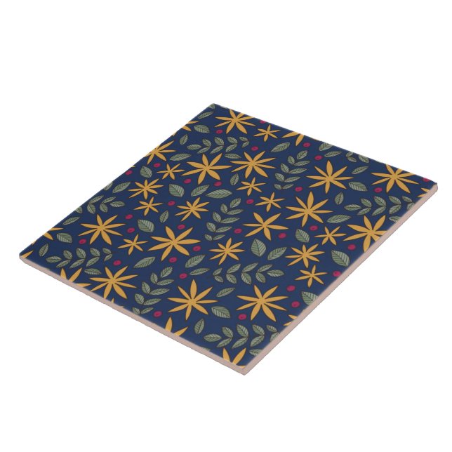 Padrão Floral Dourado Desenho Botânico (Lateral)