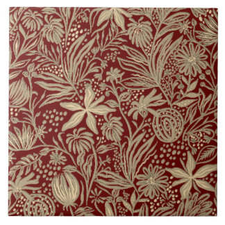 Padrão Floral Dourado e preguiçoso em vermelho pro