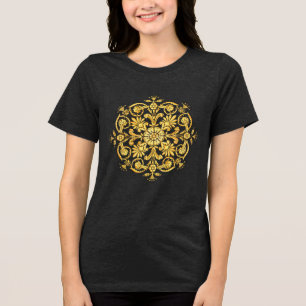 Padrão Floral Dourado e Preto