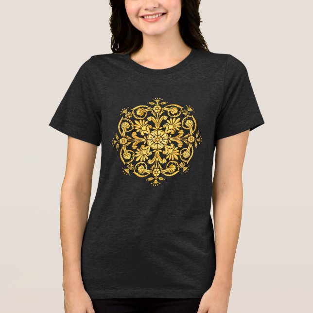 Padrão Floral Dourado e Preto (Frente)