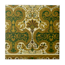 Padrão Floral Dourado e Verde Vintage