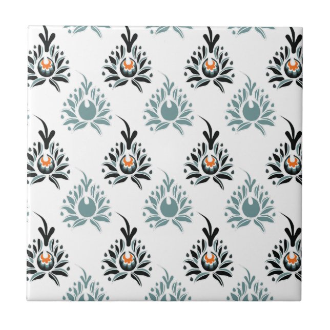 Padrão Floral Elegante Blue Rosa (Frente)