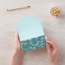 Padrão Floral Elegante - Botânica Branca e Teal