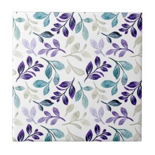 Padrão Floral Elegante com Folhas Vermelhas e Azui