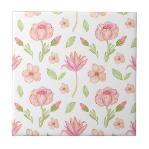 Padrão Floral Elegante com Peônias Rosas e Lírios