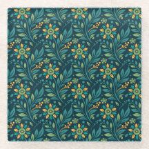 Padrão Floral Elegante em Amarelo e Turquesa