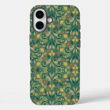 Padrão Floral Elegante em Amarelo e Vermelho sobre