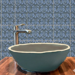 Padrão Floral Elegante em Aquarela Azul