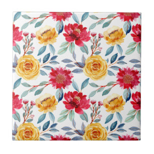 Padrão Floral em Aquarela Alegre em Rosa Amarela