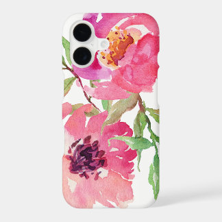 Padrão Floral em Aquarela Rosa Vibrante