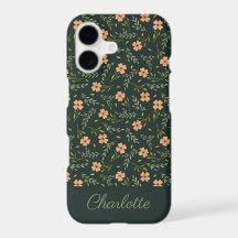 Padrão Floral em Aquarela Verde Escuro Pastel