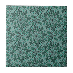 Padrão Floral em Azul Turquesa Elegante com Mandal