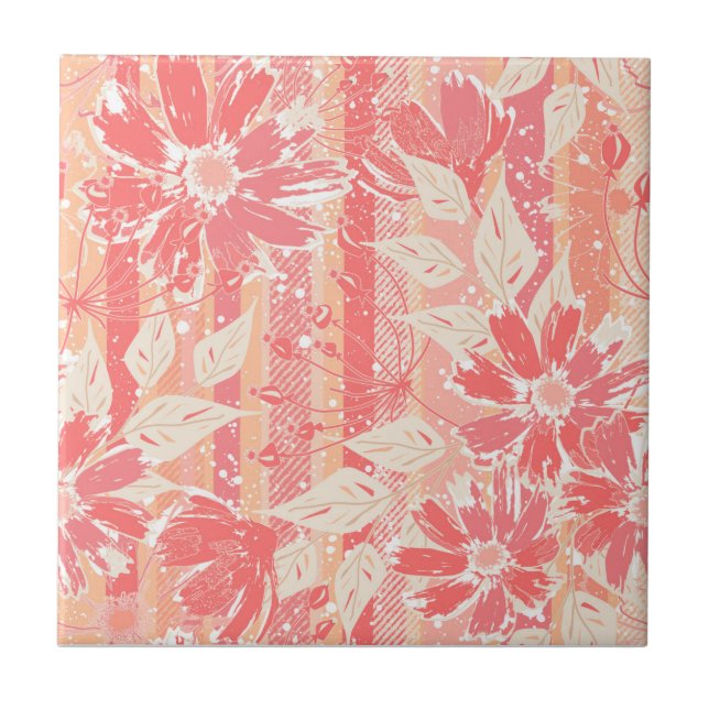 Padrão floral em tons de pêssego modernos (Frente)