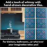 Padrão Floral Escandi Da Mão<br><div class="desc">Azulejo de cerâmica de padrão floral Scandi desenhado à mão em azul, laranja e preto. Um design original da loja Loud e Sassy. Adicione um toque de elegância, capricho e estilo à sua casa. Um padrão decorativo único e original criado para amantes de voos sonhentos e caprichosos de rico. O...</div>