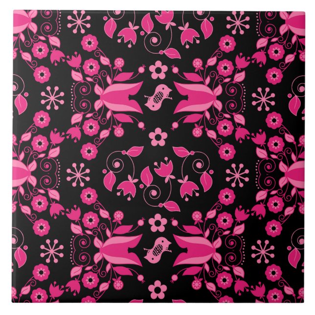 Padrão Floral Escandinavo Rosa Moderno (Frente)