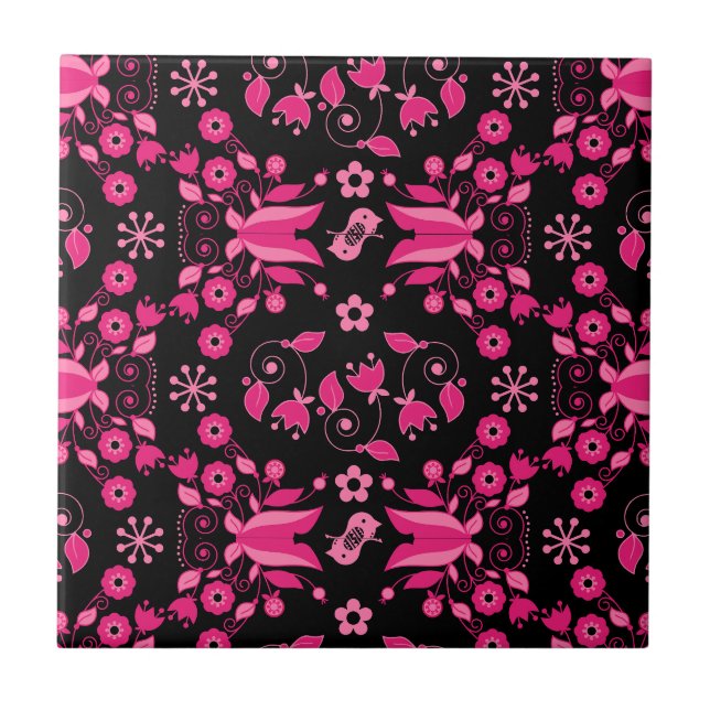 Padrão Floral Escandinavo Rosa Moderno (Frente)
