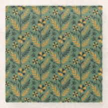 Padrão floral estilizado botânico laranja e preto