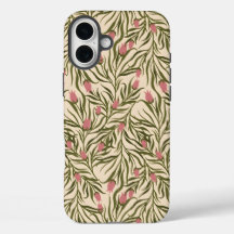 Padrão floral estilizado em forma de sino cor-de-r