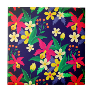 Padrão Floral Exótico Colorido-23021
